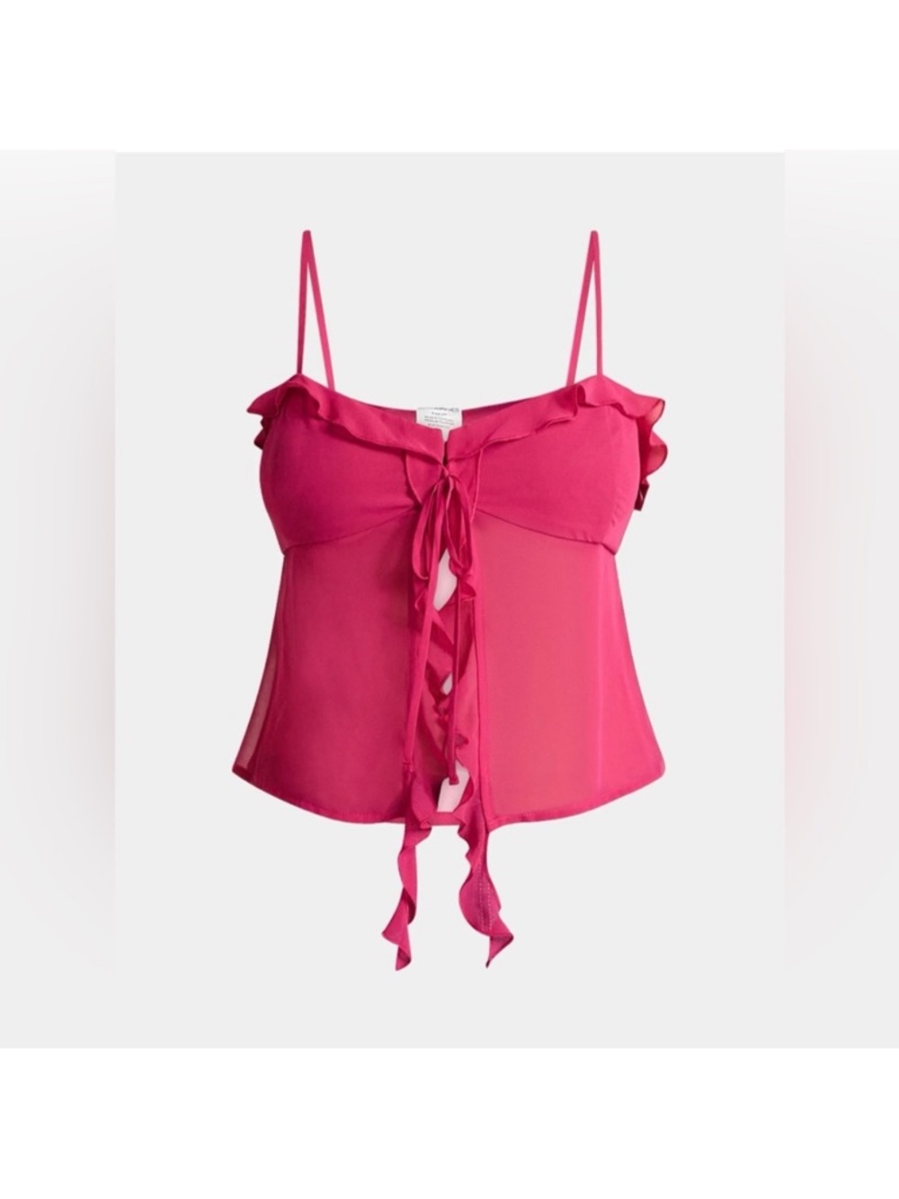 No Boundaries Hot Pink Tie-Front Ruffle Top